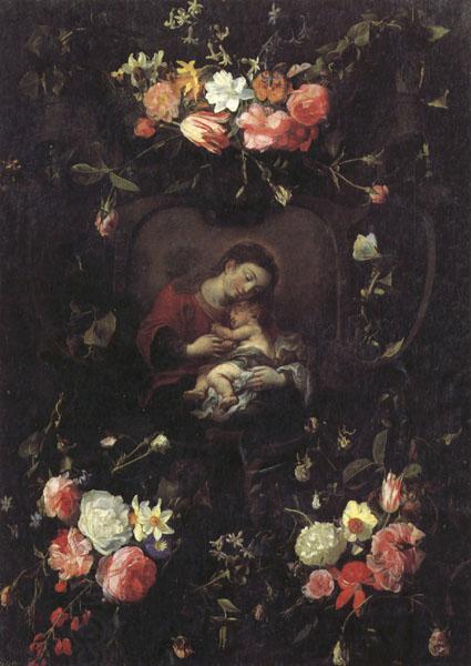 Daniel Seghers Garland of Flowers,with the Virgin and Child oil painting picture
